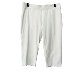 Eileen Fisher Women’s White Capri Pants XL Pull On Stretch Knit Viscose Blend